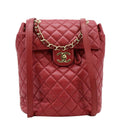 Chanel Urban Spirit Quilted Leather Backpack Bag Red