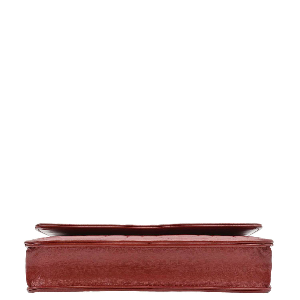 Chanel Camellia Wallet On Chain Leather Crossbody Bag Red
