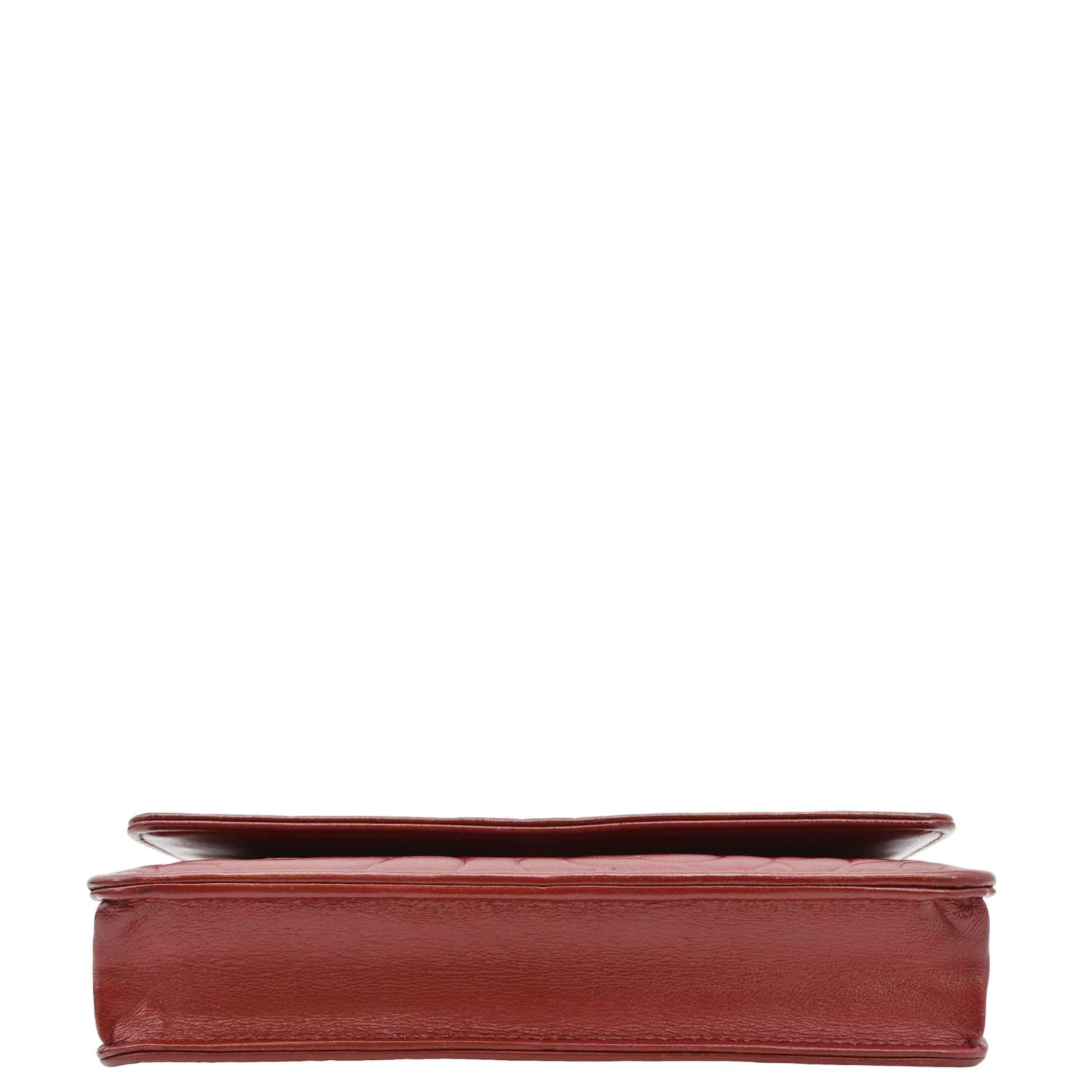 Chanel Camellia Wallet On Chain Leather Crossbody Bag Red