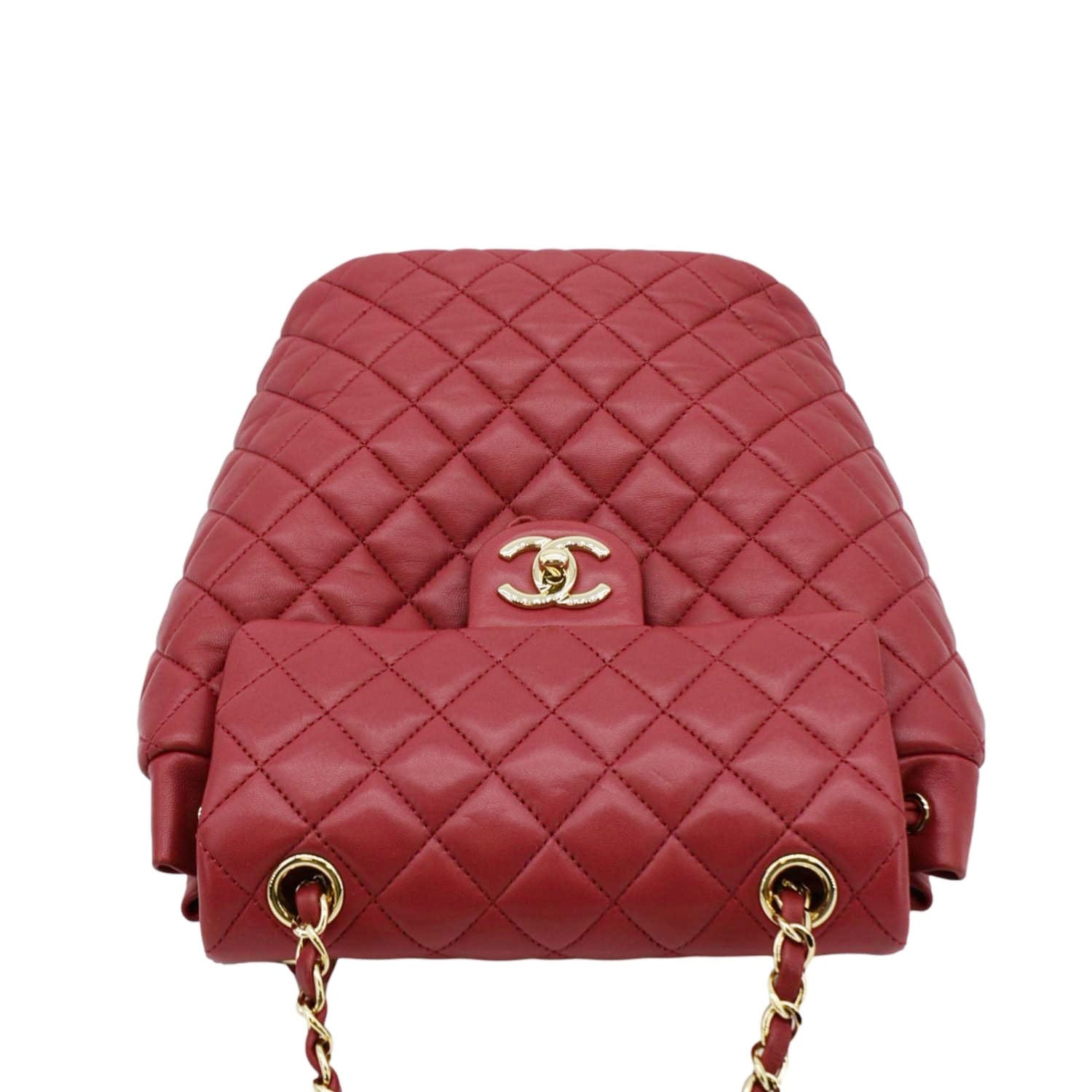 Chanel Urban Spirit Quilted Leather Backpack Bag Red