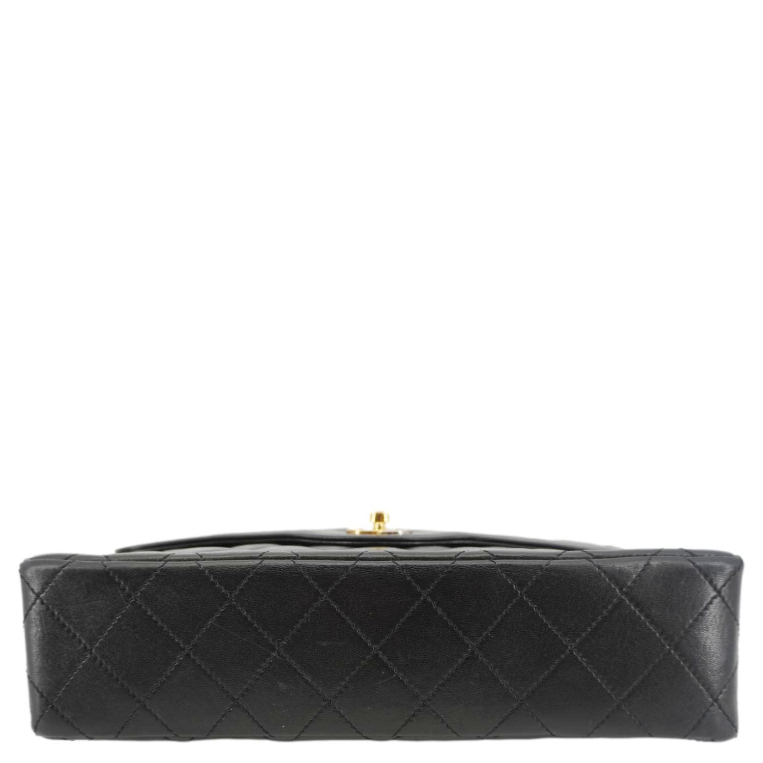 Chanel Paris Two-Tone CC Logo Quilted Leather Shoulder Bag Black