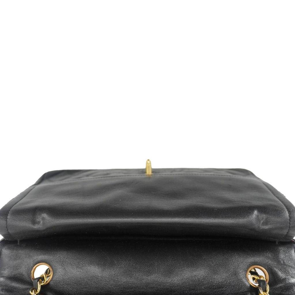 Chanel Paris Two-Tone CC Logo Quilted Leather Shoulder Bag Black