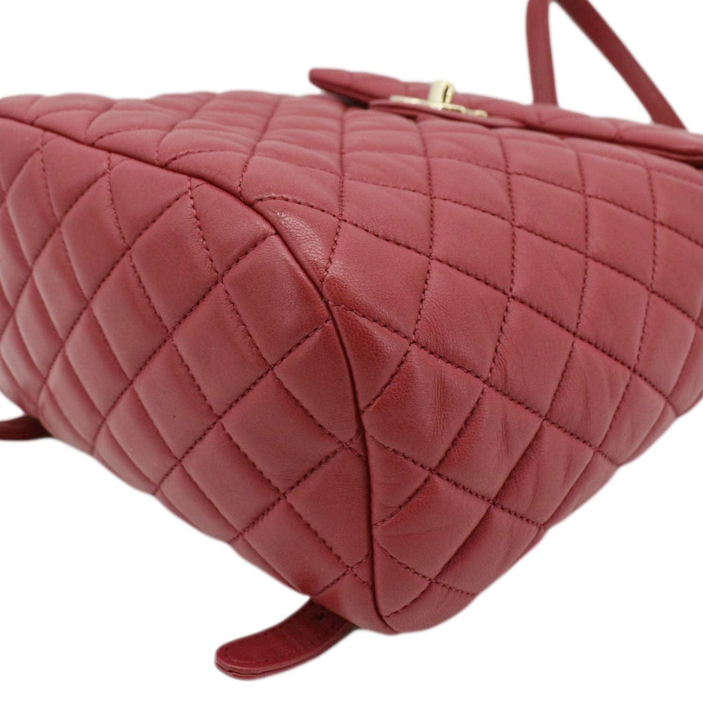 Chanel Urban Spirit Quilted Leather Backpack Bag Red
