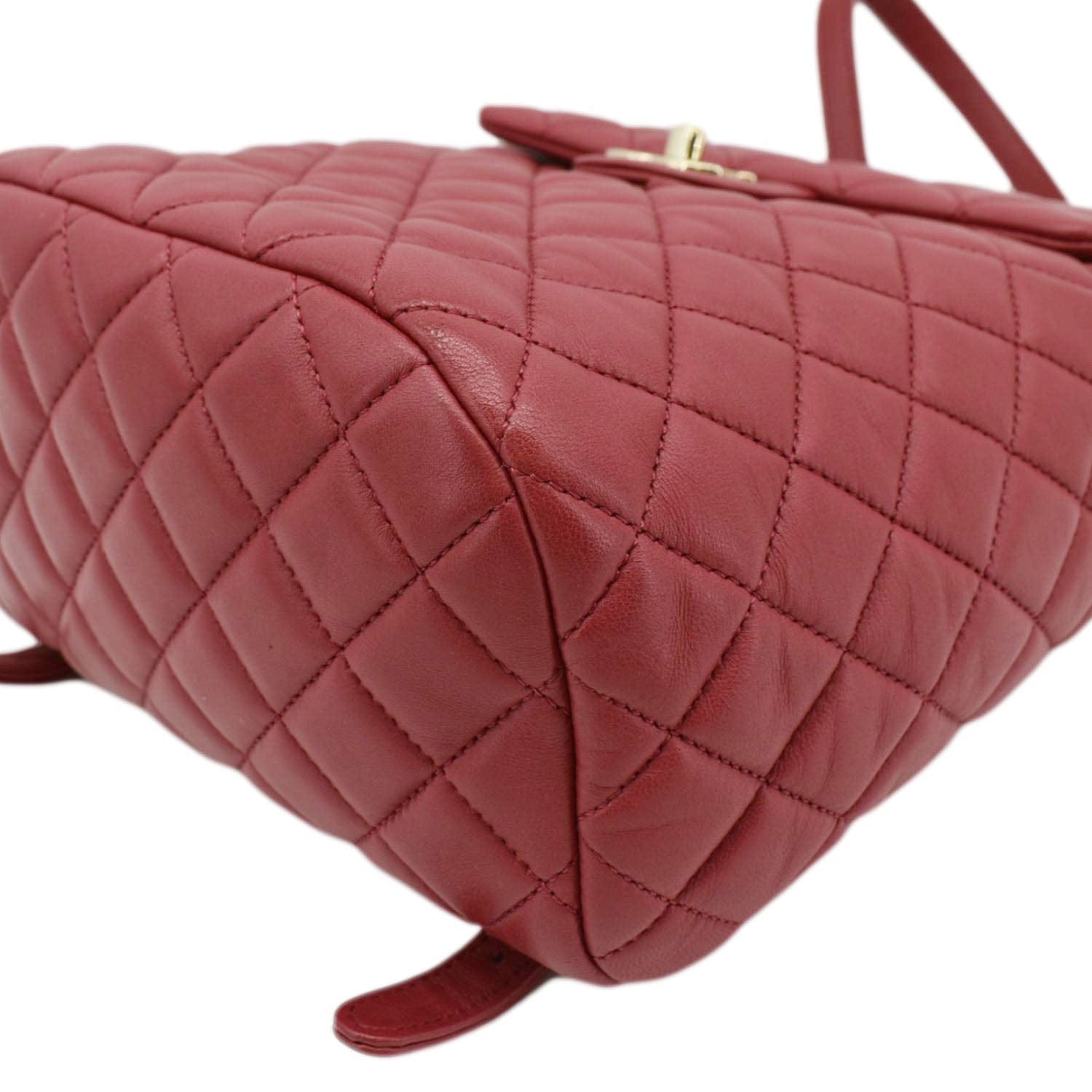 Chanel Urban Spirit Quilted Leather Backpack Bag Red