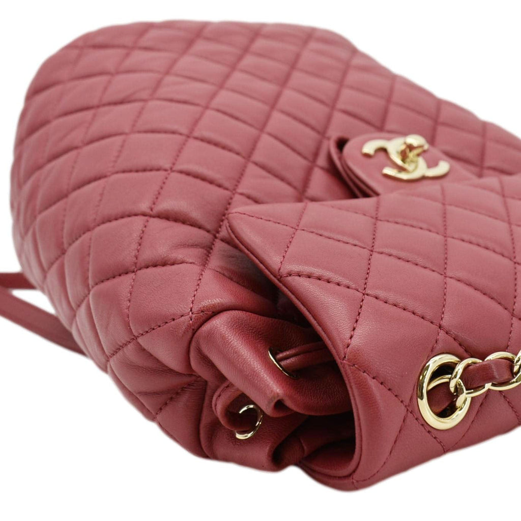 Chanel Urban Spirit Quilted Leather Backpack Bag Red