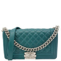 Chanel Boy Flap Perforated Leather Crossbody Bag Turquoise
