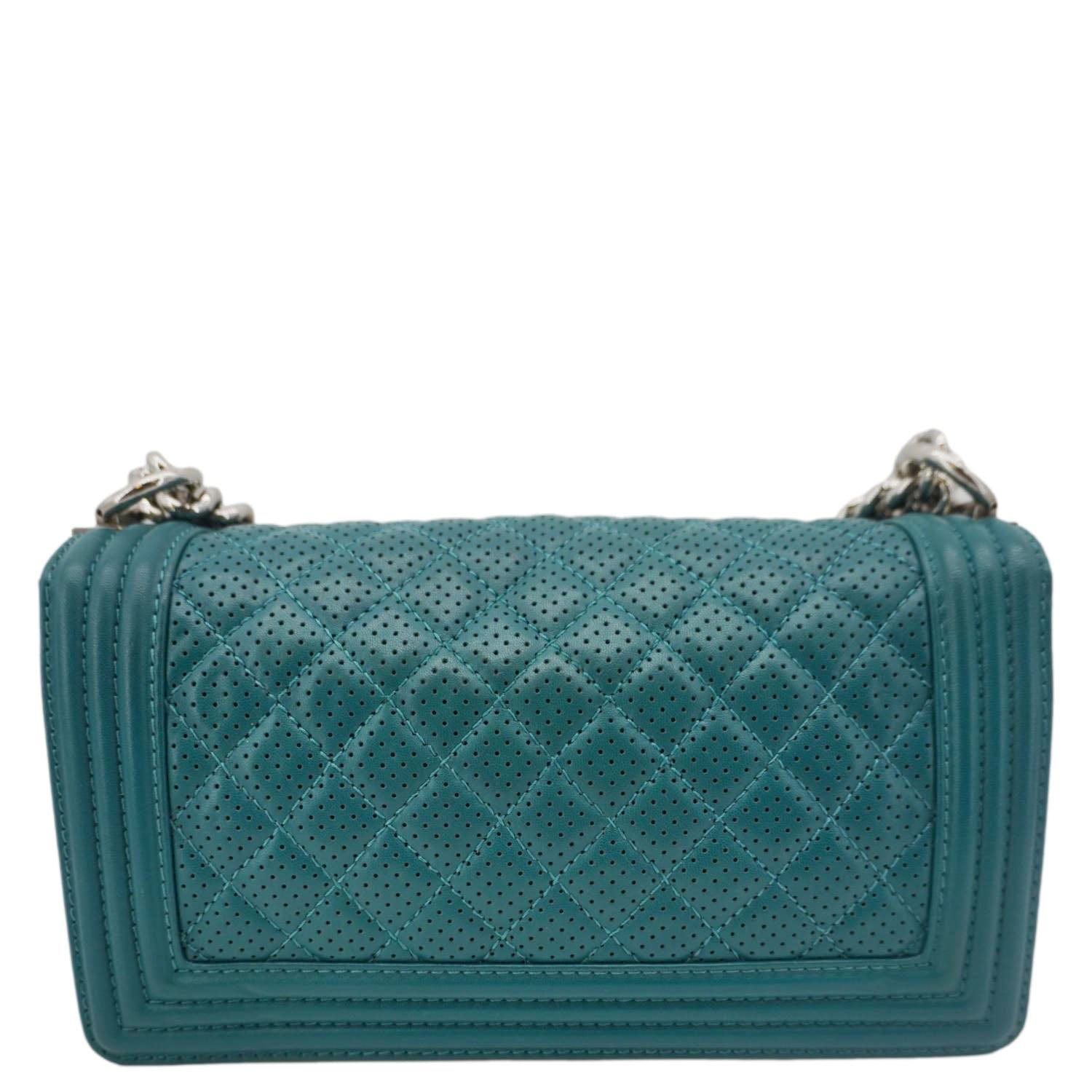 Chanel Boy Flap Perforated Leather Crossbody Bag Turquoise