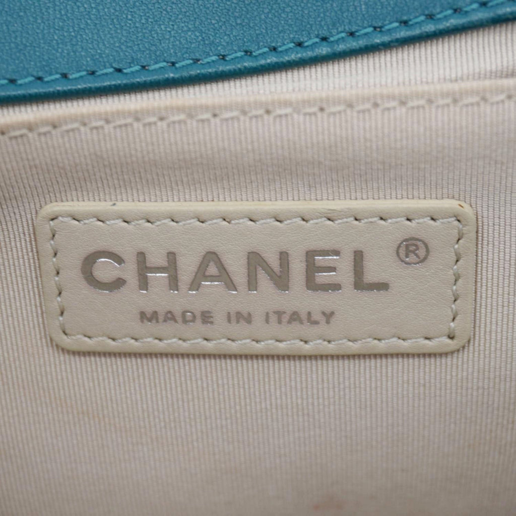 Chanel Boy Flap Perforated Leather Crossbody Bag Turquoise