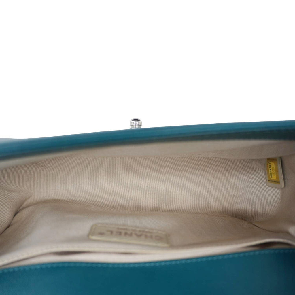 Chanel Boy Flap Perforated Leather Crossbody Bag Turquoise