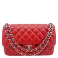 Chanel Classic Jumbo Double Flap Quilted Leather Crossbody Bag Red