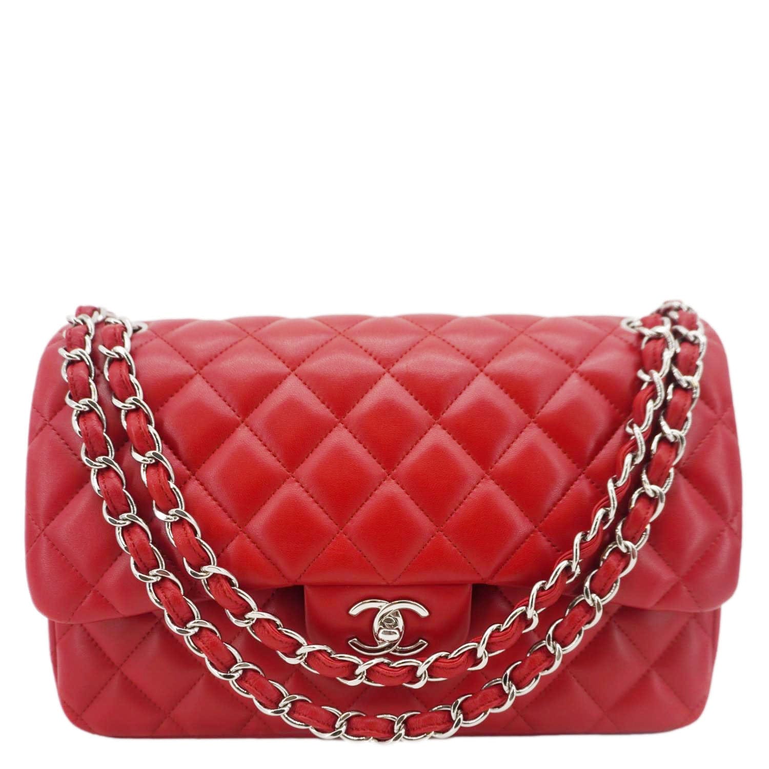 Chanel Classic Jumbo Double Flap Quilted Leather Crossbody Bag Red