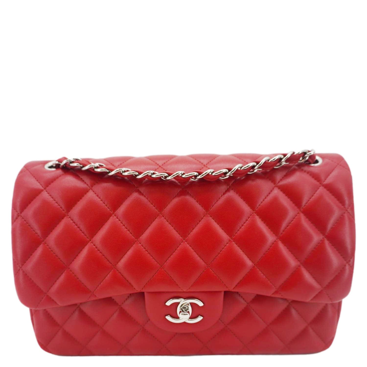 Chanel Classic Jumbo Double Flap Quilted Leather Crossbody Bag Red