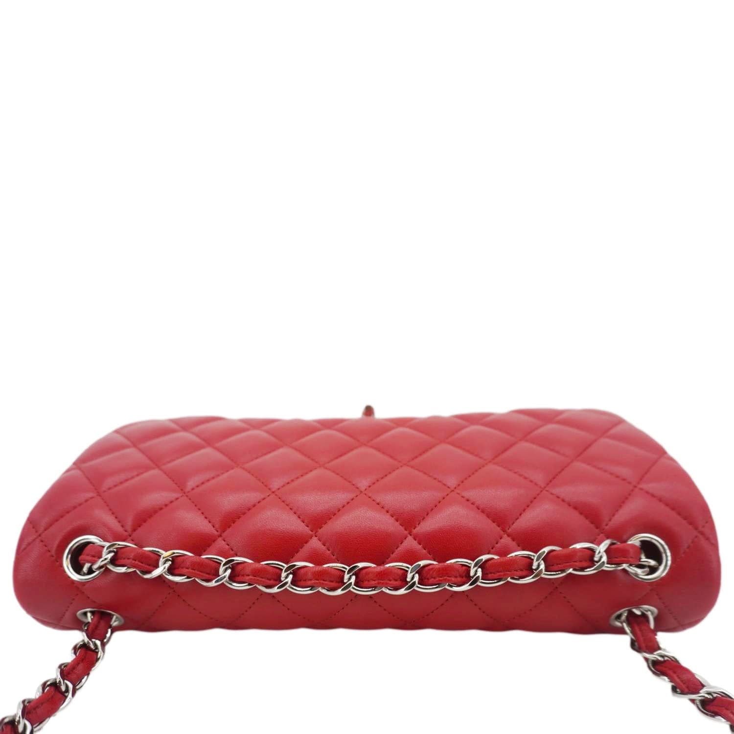 Chanel Classic Jumbo Double Flap Quilted Leather Crossbody Bag Red
