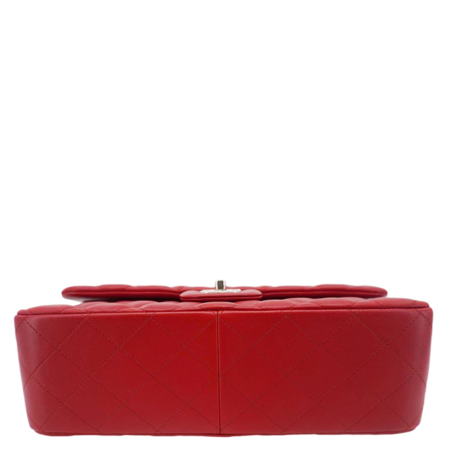 Chanel Classic Jumbo Double Flap Quilted Leather Crossbody Bag Red