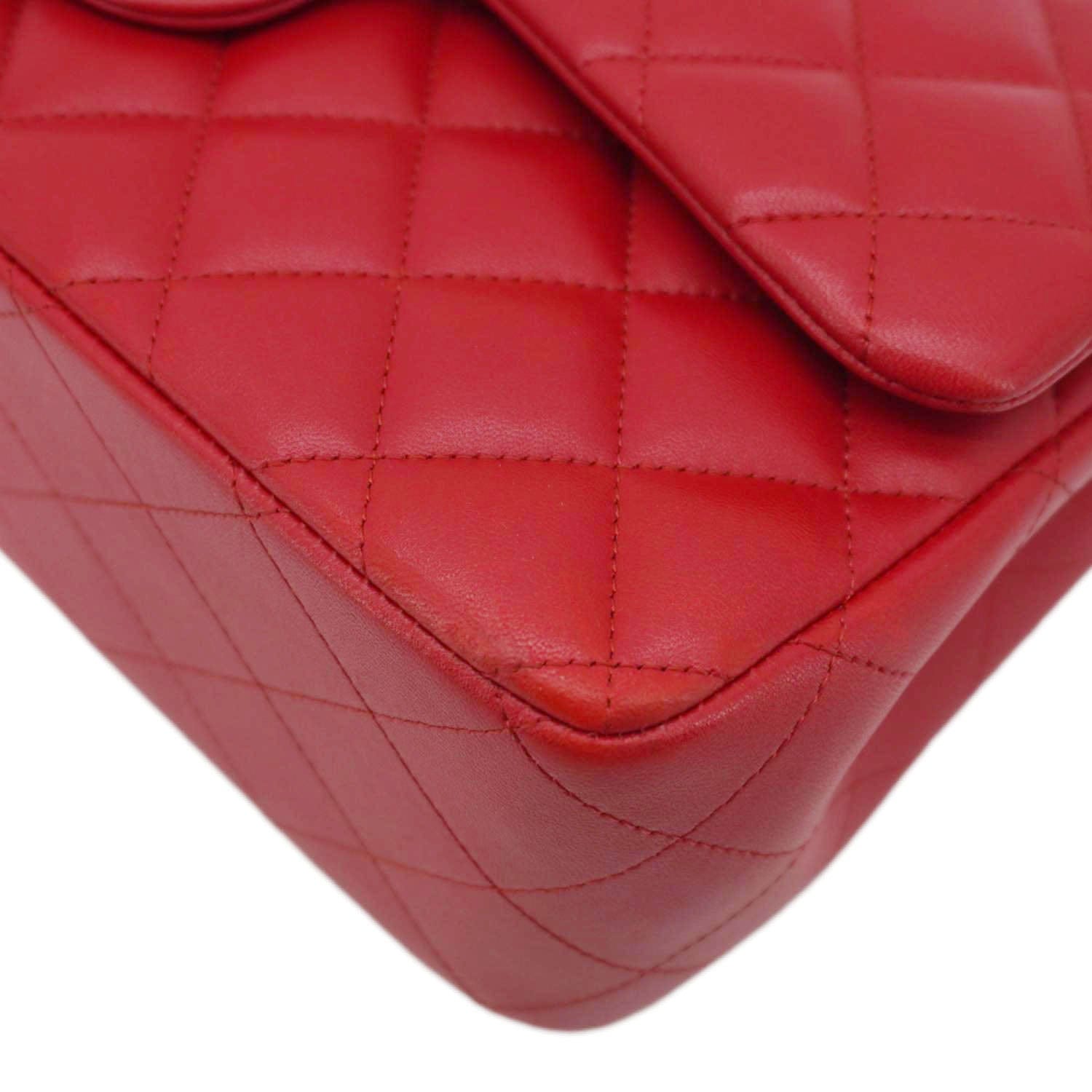 Chanel Classic Jumbo Double Flap Quilted Leather Crossbody Bag Red