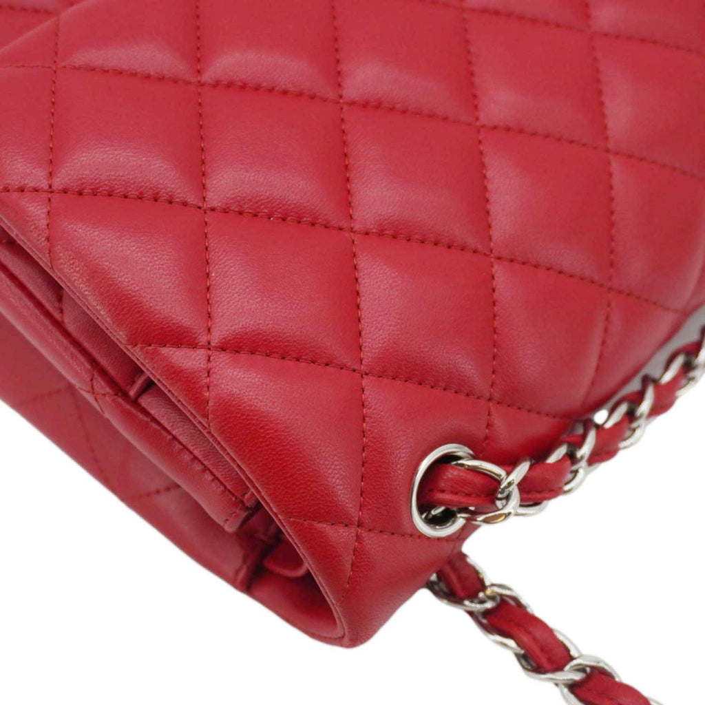 Chanel Classic Jumbo Double Flap Quilted Leather Crossbody Bag Red