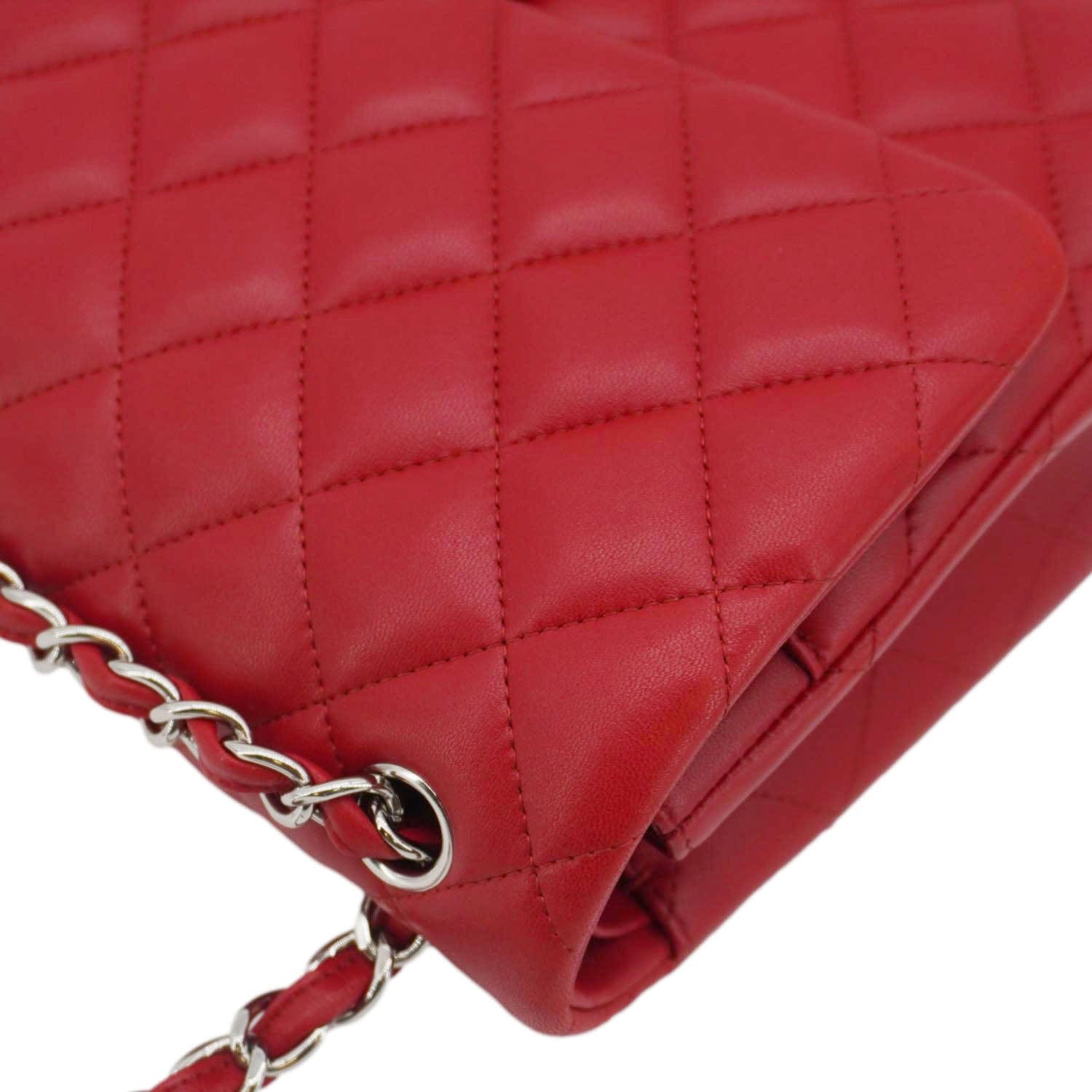 Chanel Classic Jumbo Double Flap Quilted Leather Crossbody Bag Red