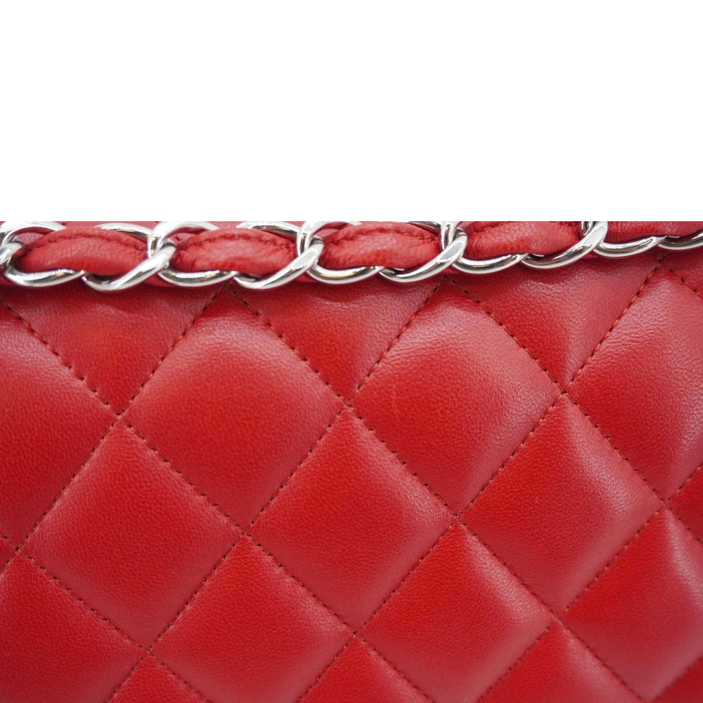 Chanel Classic Jumbo Double Flap Quilted Leather Crossbody Bag Red
