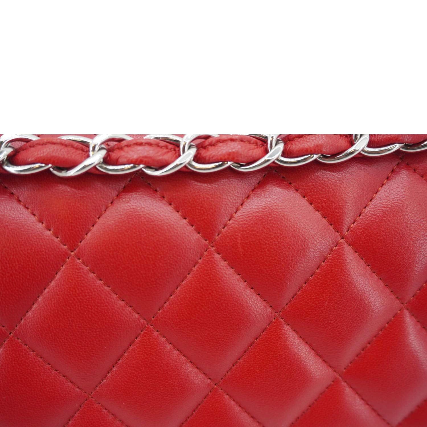 Chanel Classic Jumbo Double Flap Quilted Leather Crossbody Bag Red