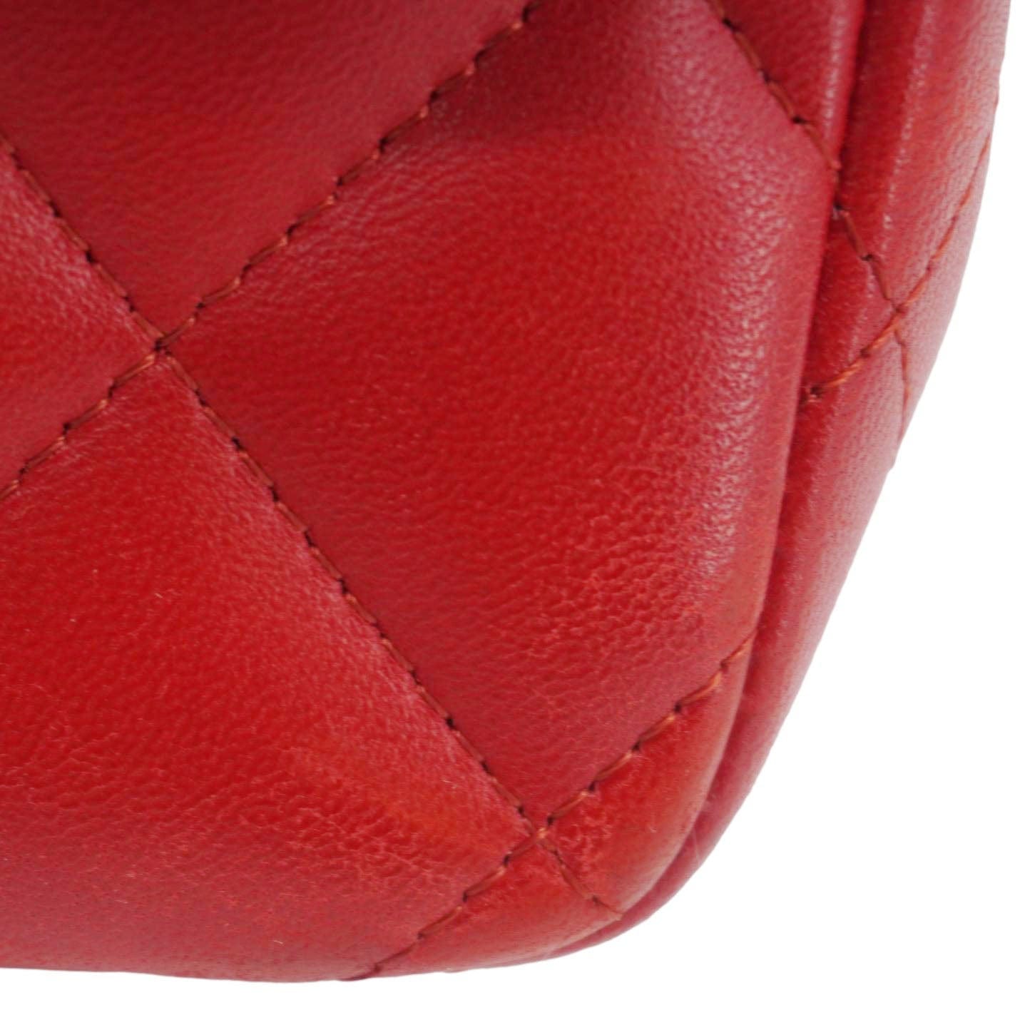 Chanel Classic Jumbo Double Flap Quilted Leather Crossbody Bag Red