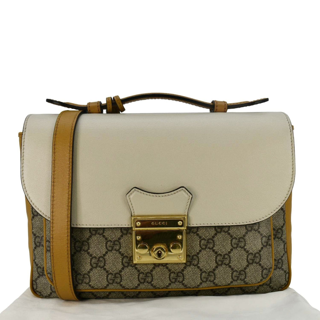 GUCCI Padlock Flap Gucci Canvas Shoulder Bag Beige 644527