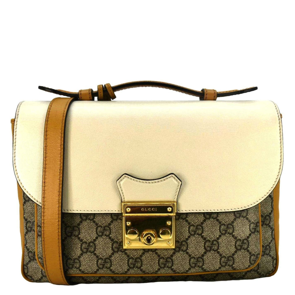 GUCCI Padlock Flap Gucci Canvas Shoulder Bag Beige 644527