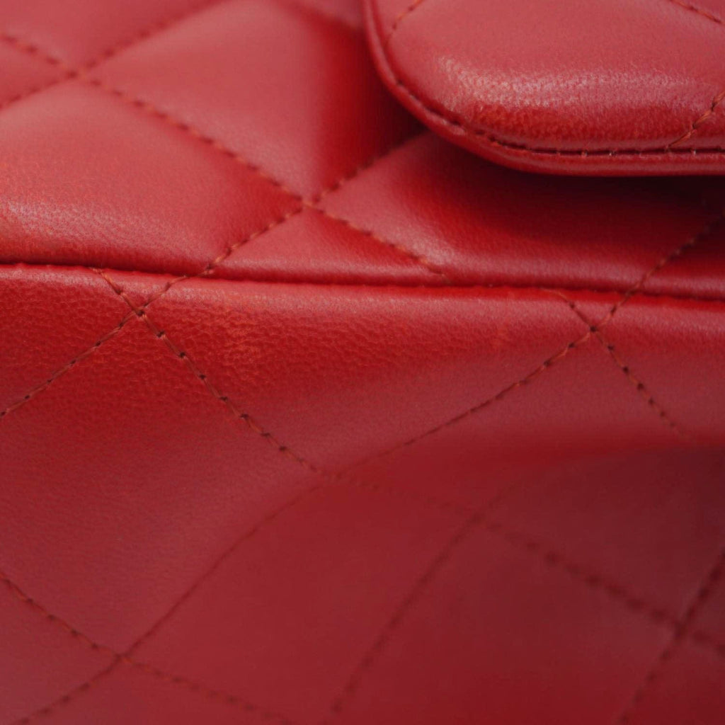 Chanel Classic Jumbo Double Flap Quilted Leather Crossbody Bag Red