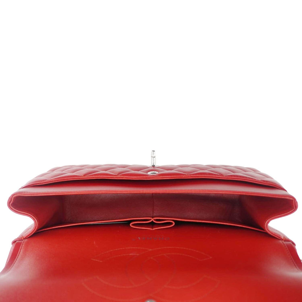 Chanel Classic Jumbo Double Flap Quilted Leather Crossbody Bag Red