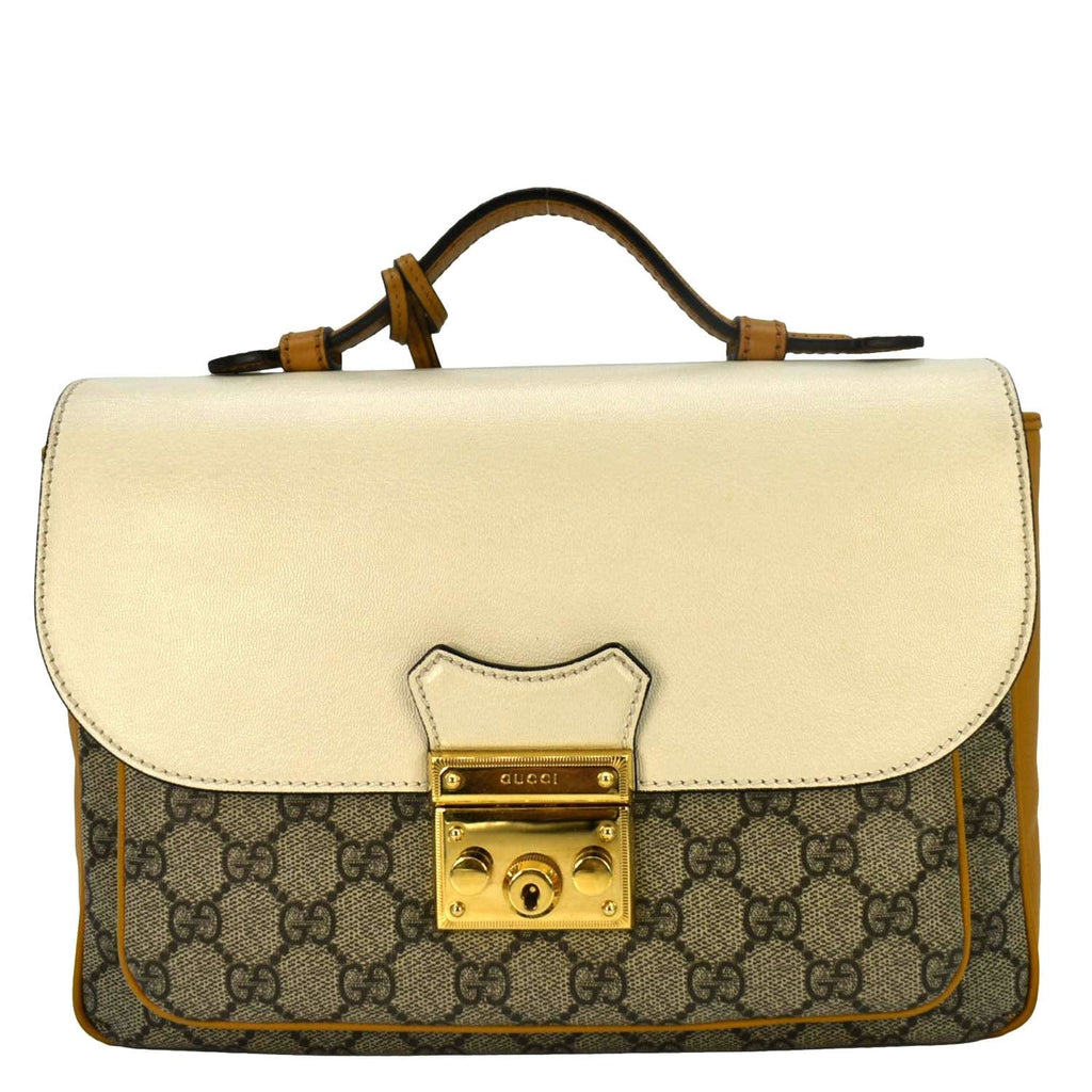 GUCCI Padlock Flap Gucci Canvas Shoulder Bag Beige 644527
