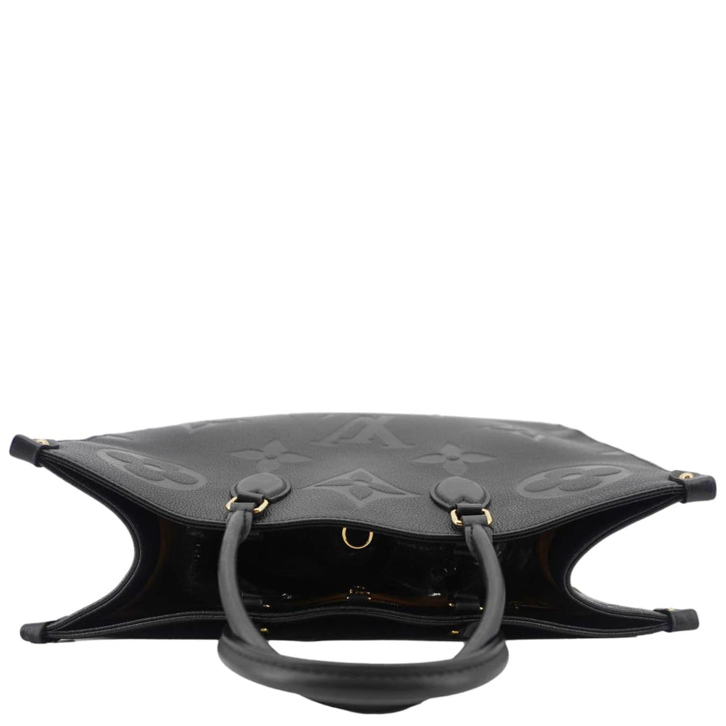 LOUIS VUITTON Onthego MM Giant Monogram Empreinte Leather Tote Bag Black