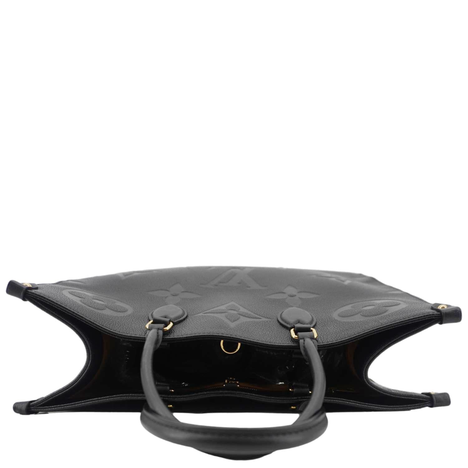 LOUIS VUITTON Onthego MM Giant Monogram Empreinte Leather Tote Bag Black