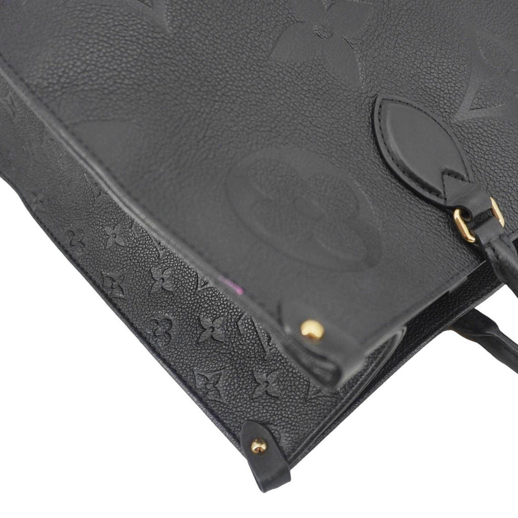 LOUIS VUITTON Onthego MM Giant Monogram Empreinte Leather Tote Bag Black