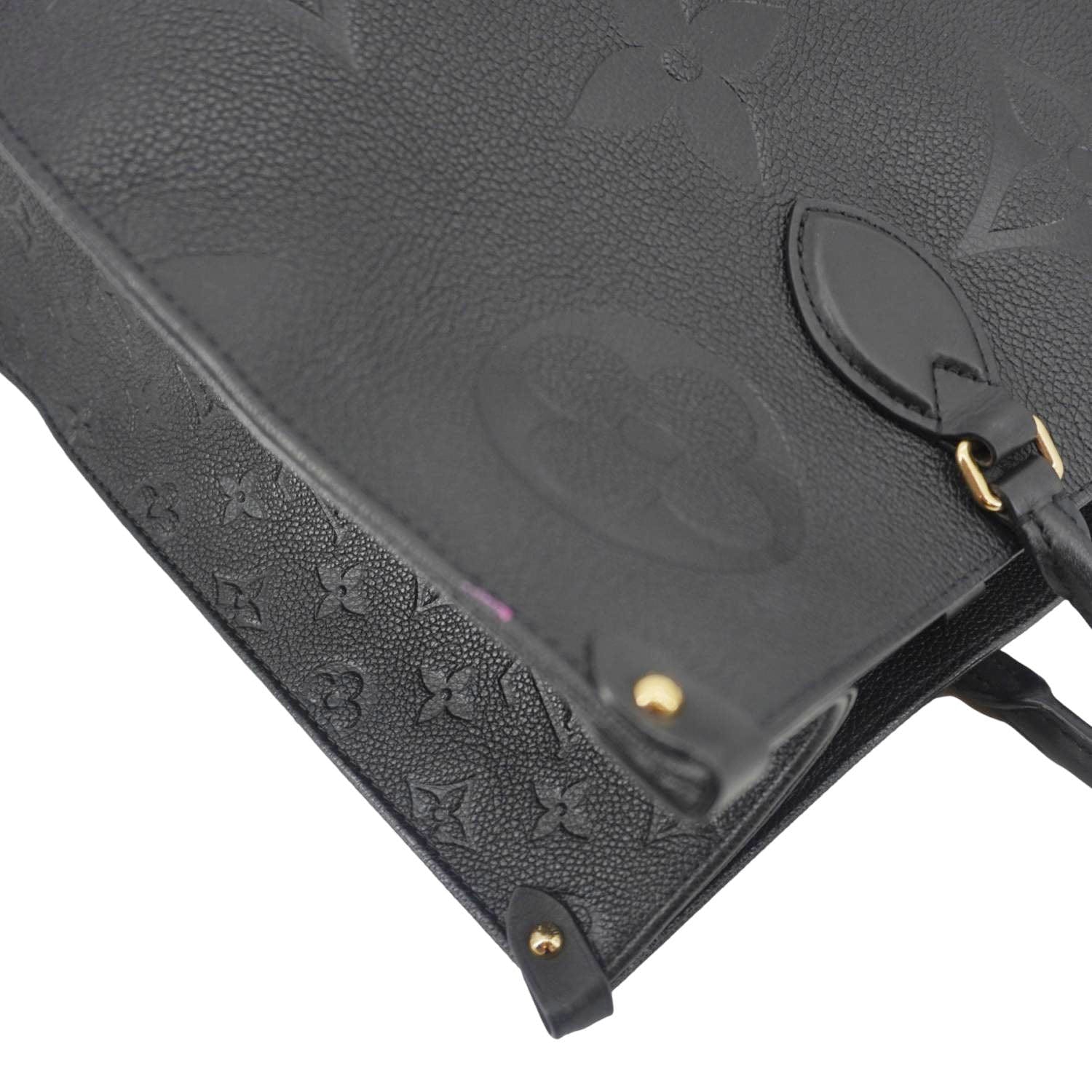 LOUIS VUITTON Onthego MM Giant Monogram Empreinte Leather Tote Bag Black