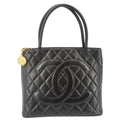Chanel Medallion Quilted Leather Tote Bag Black