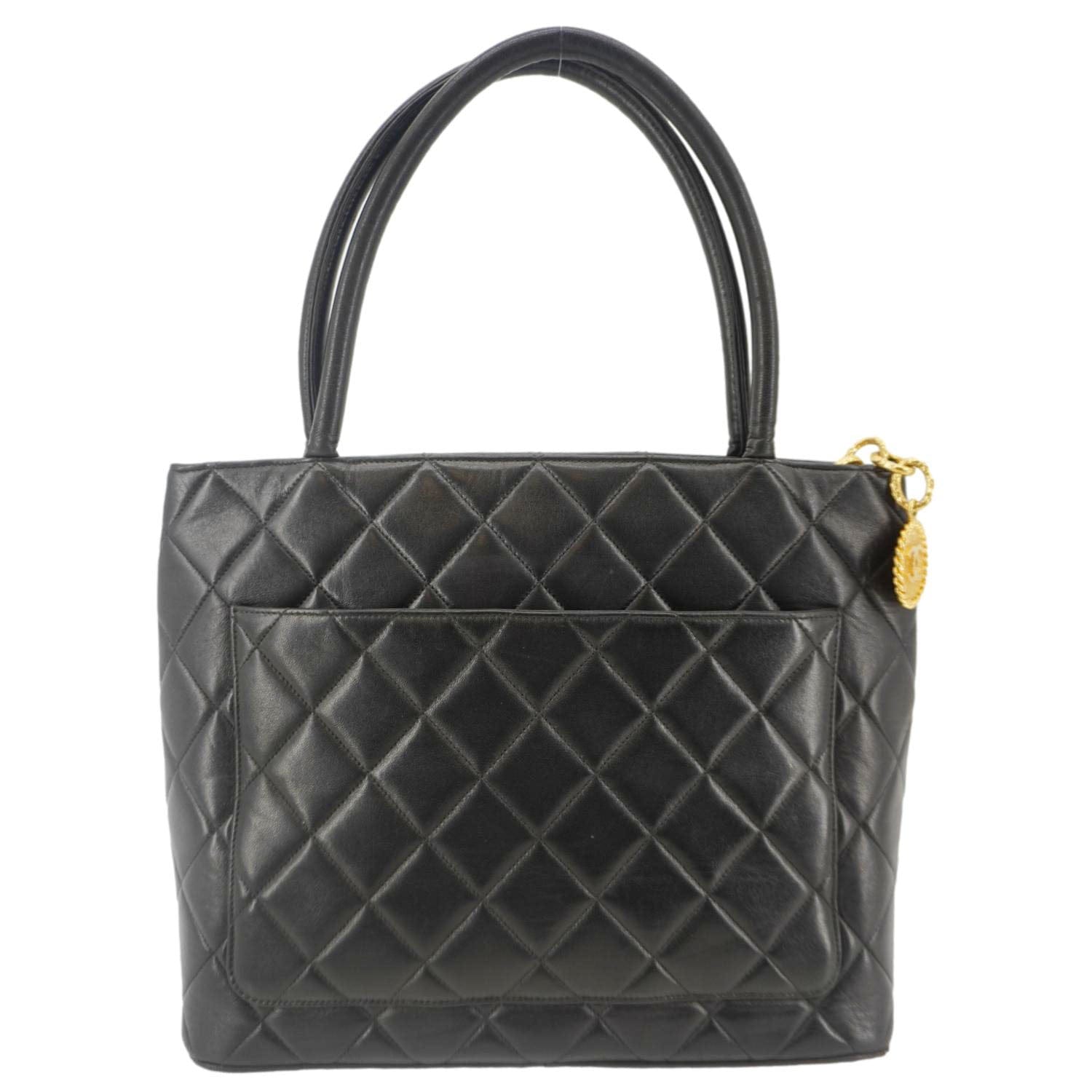 Chanel Medallion Quilted Leather Tote Bag Black