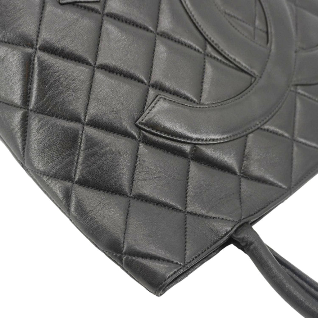 Chanel Medallion Quilted Leather Tote Bag Black