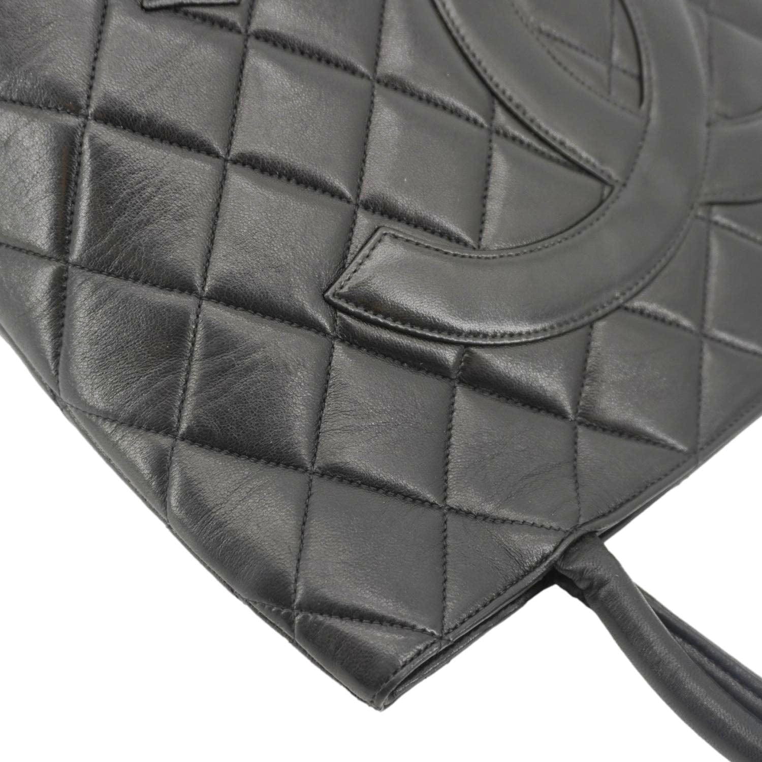 Chanel Medallion Quilted Leather Tote Bag Black