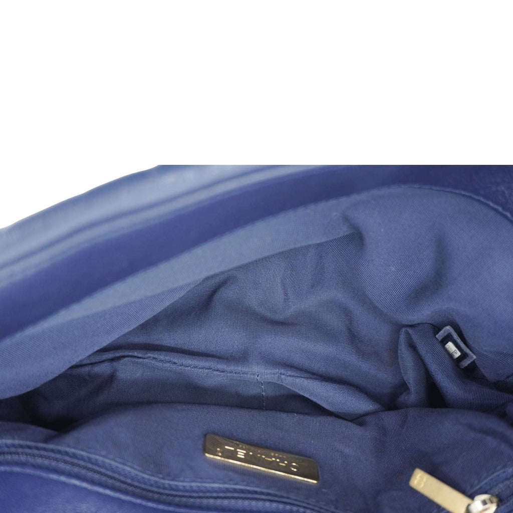 Chanel 19 Flap Quilted Leather Chain Crossbody Bag Navy Blue