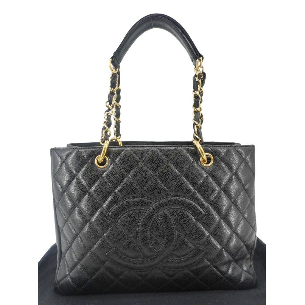Chanel Grand Shopping Quilted Leather Tote Bag Black