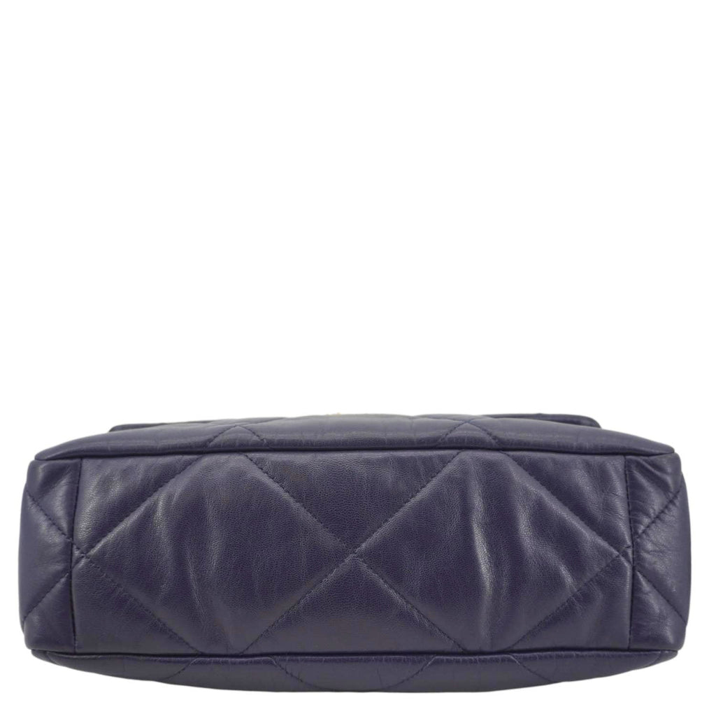 Chanel 19 Flap Quilted Leather Chain Crossbody Bag Navy Blue