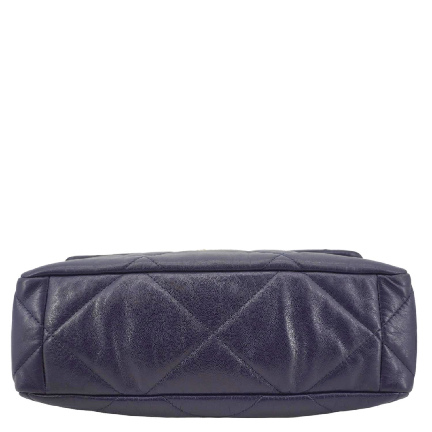 Chanel 19 Flap Quilted Leather Chain Crossbody Bag Navy Blue
