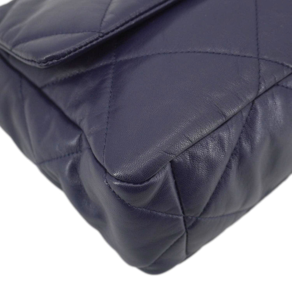 Chanel 19 Flap Quilted Leather Chain Crossbody Bag Navy Blue