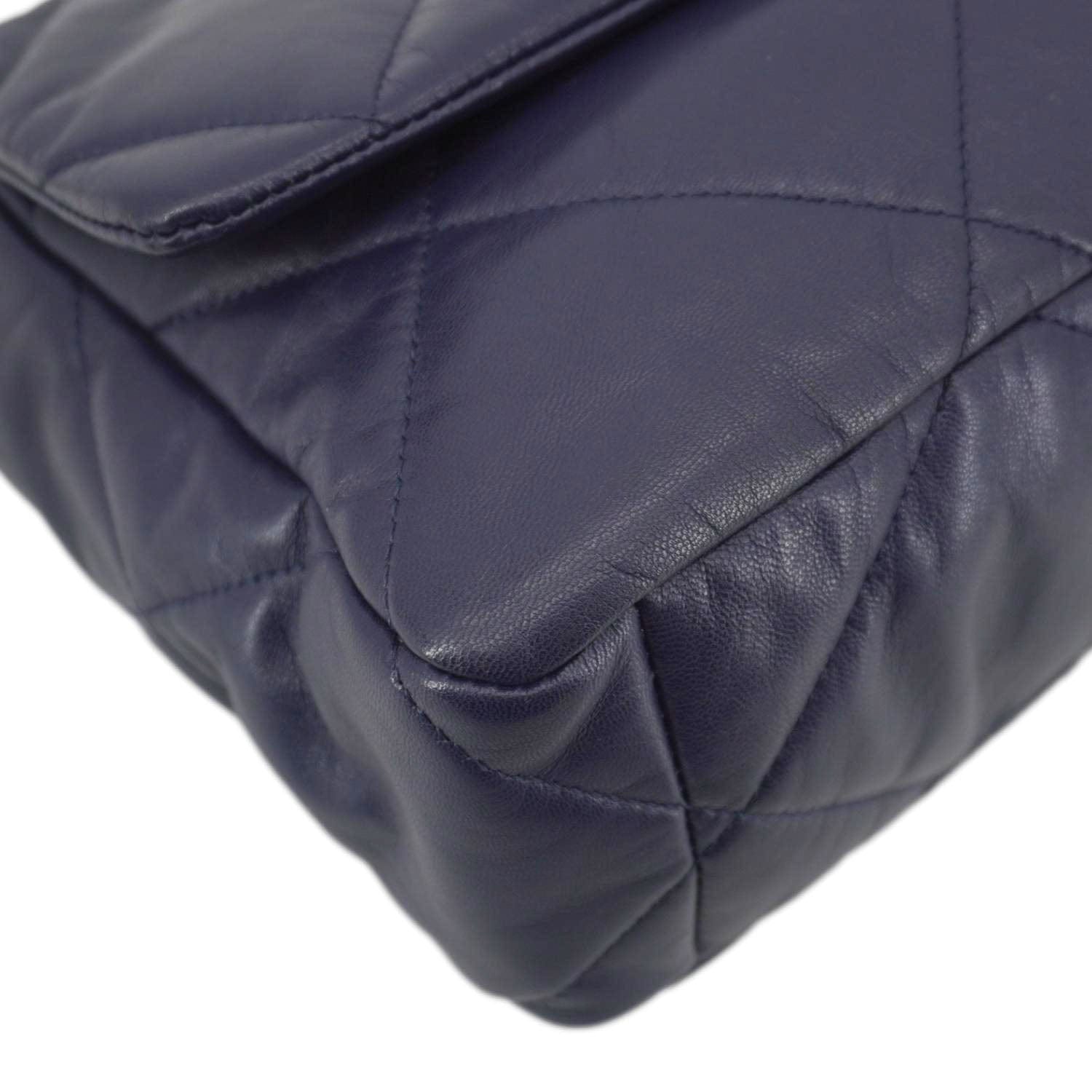 Chanel 19 Flap Quilted Leather Chain Crossbody Bag Navy Blue