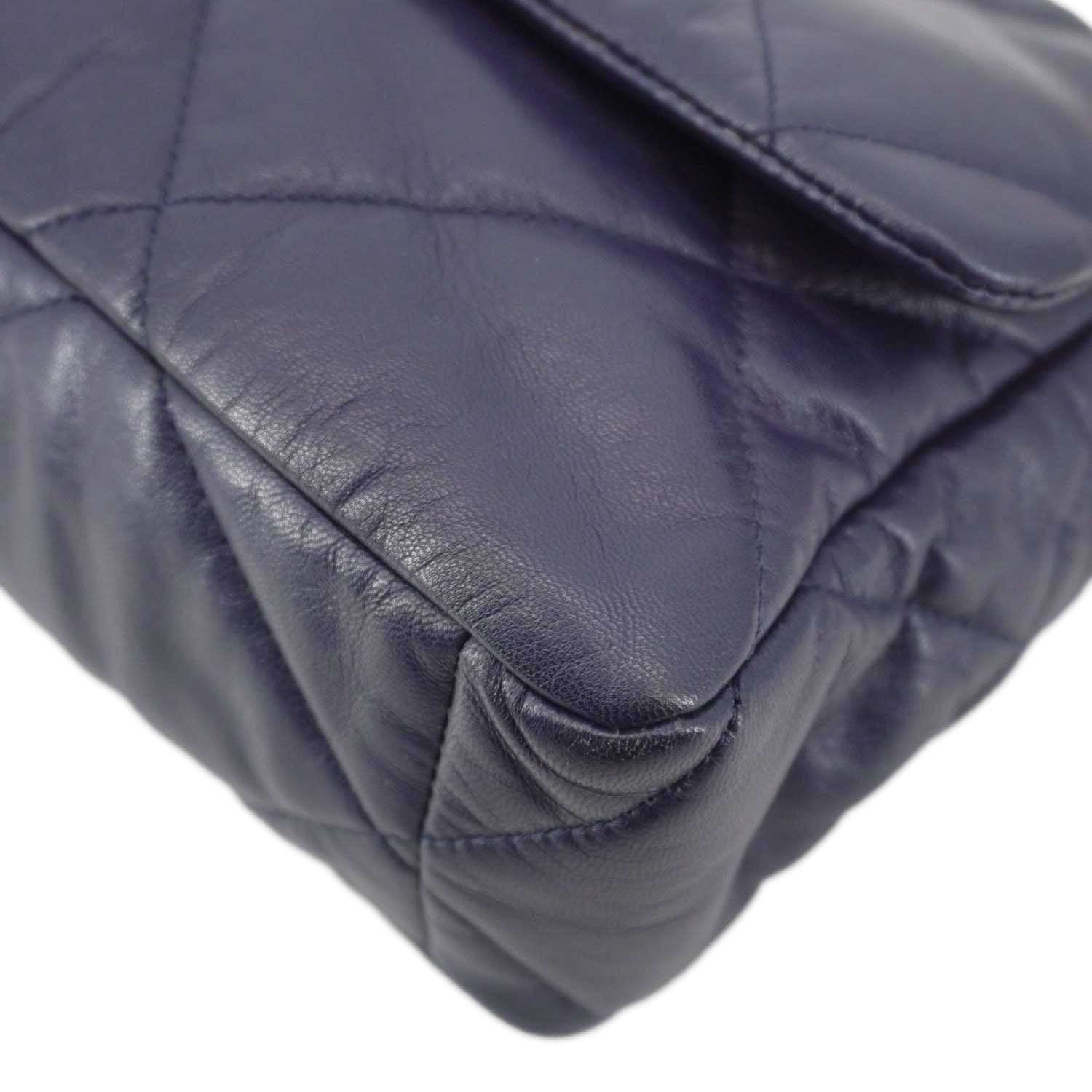 Chanel 19 Flap Quilted Leather Chain Crossbody Bag Navy Blue