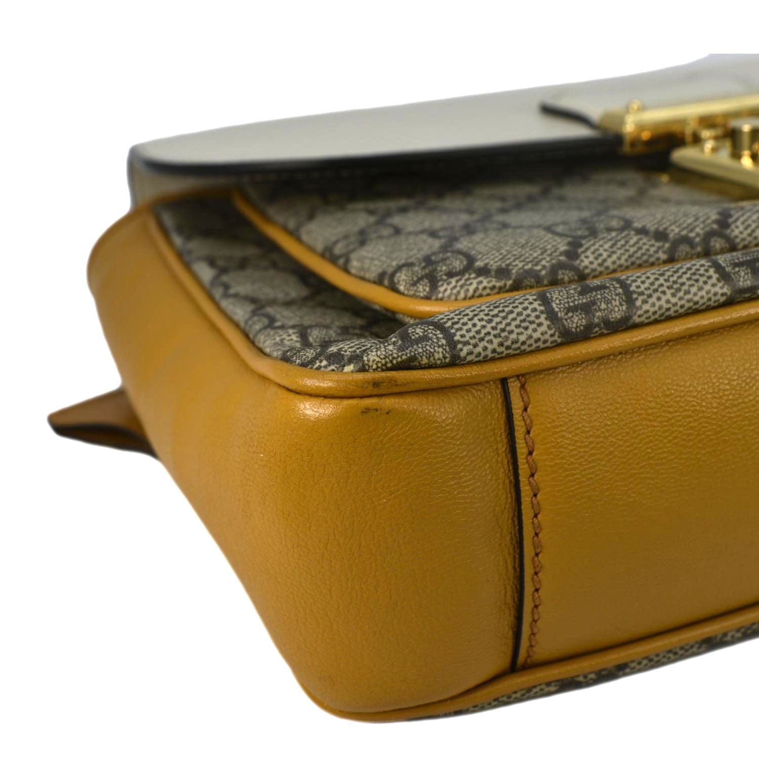GUCCI Padlock Flap Gucci Canvas Shoulder Bag Beige 644527