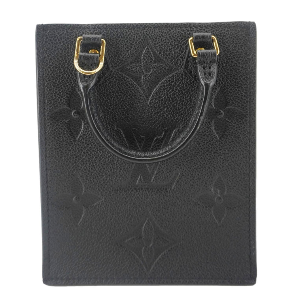 LOUIS VUITTON Petit Sac Plat Monogram Empreinte Leather Shoulder Bag Black