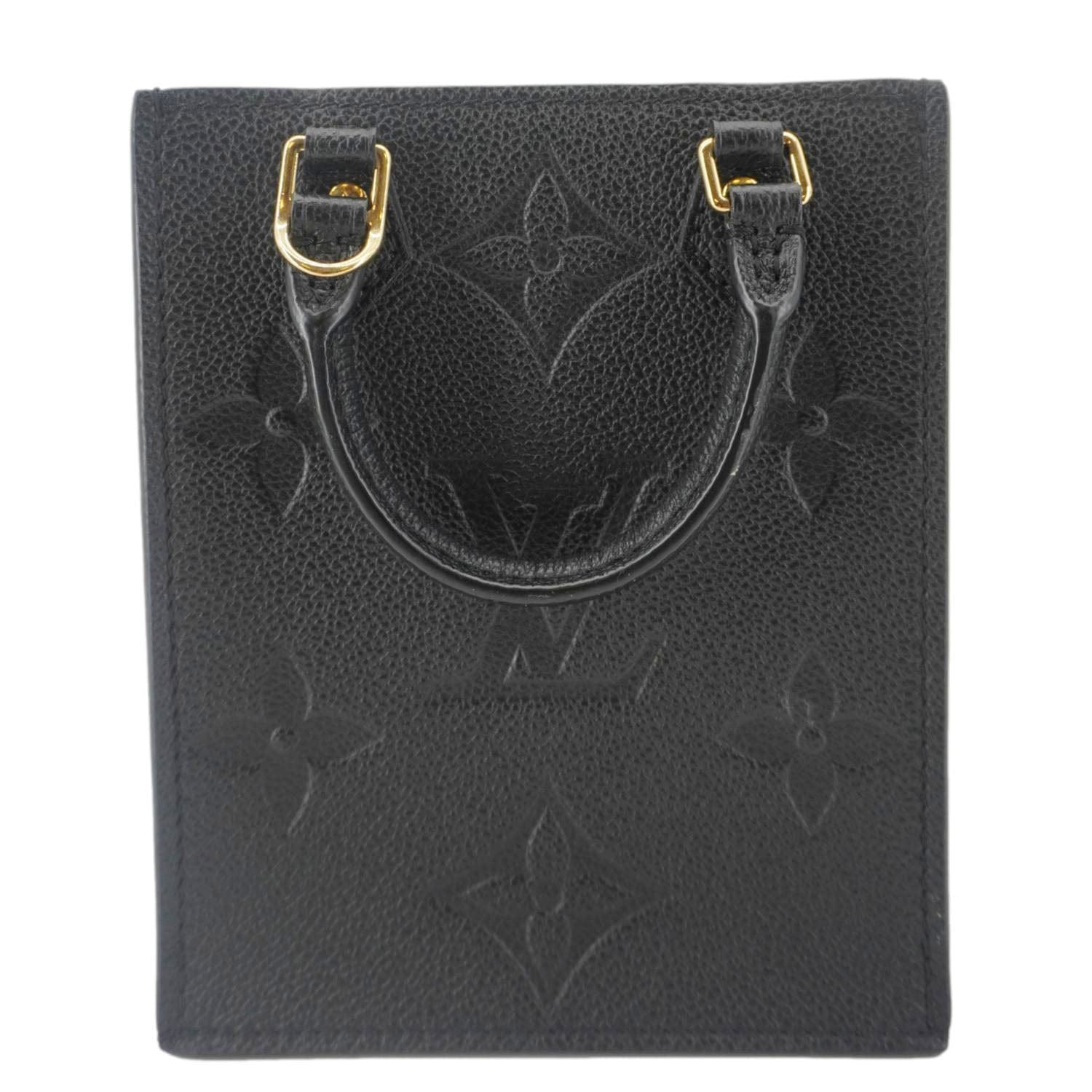 LOUIS VUITTON Petit Sac Plat Monogram Empreinte Leather Shoulder Bag Black