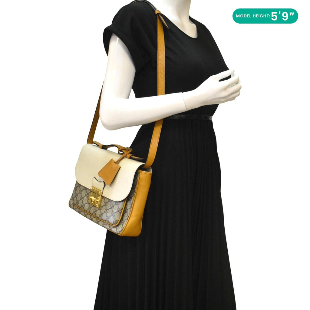 GUCCI Padlock Flap Gucci Canvas Shoulder Bag Beige 644527