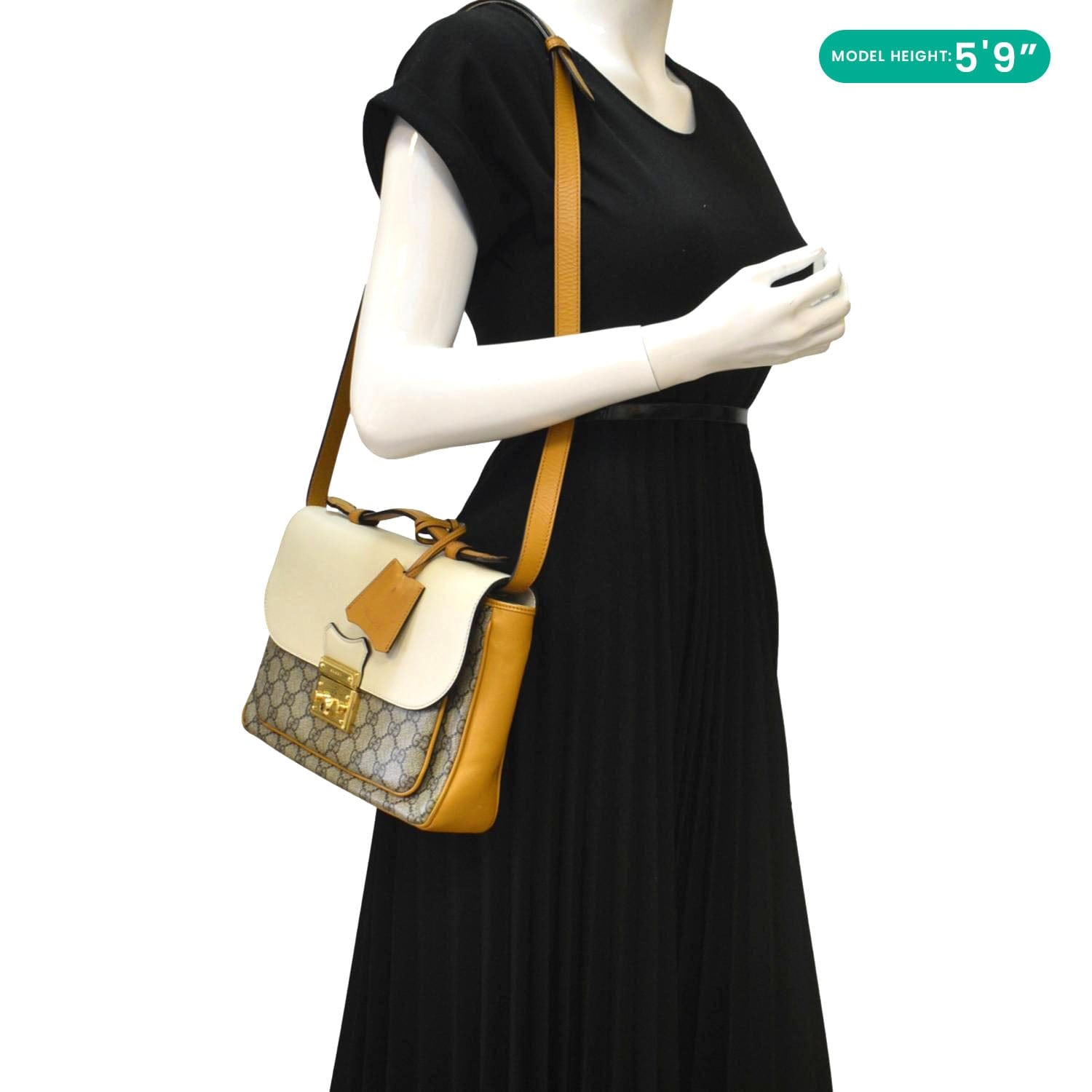 GUCCI Padlock Flap Gucci Canvas Shoulder Bag Beige 644527