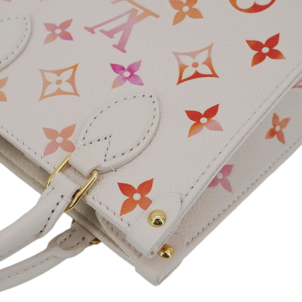 LOUIS VUITTON Onthego BB Giant Monogram Empreinte Leather Tote Shoulder Bag Cream